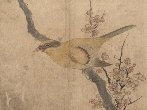 Affiche Katsushika Hokusai oiseau jaune