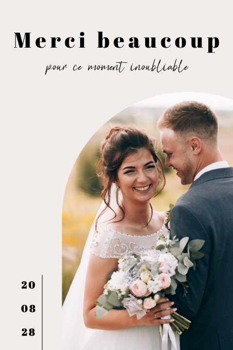 Carte de remerciement avec photo en demi-cercle