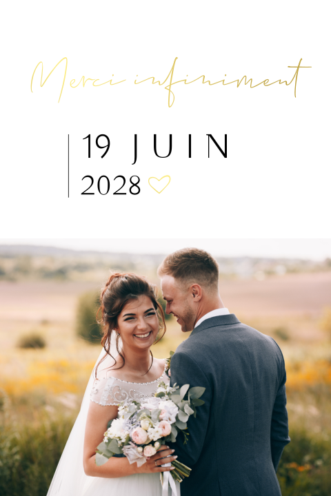 Carte de remerciement élégante avec photo et coins arrondis