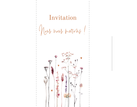 Étui pour faire-part mariage au format long, décoration floral