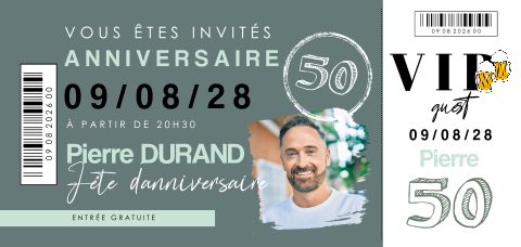 Carte d'invitation originale sous forme de billet VIP