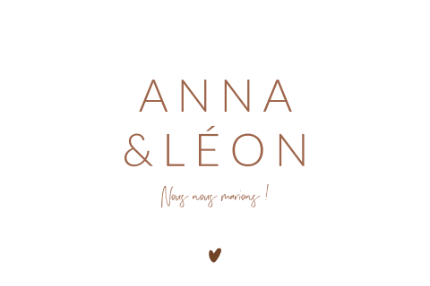 Faire-part minimaliste avec cœurs et programme de la journée