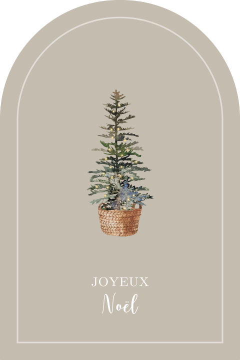 Carte de Noël découpée tendance avec un petit sapin de Noël