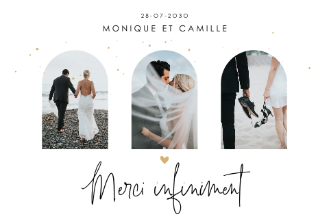 Carte de remerciement magnet avec trois photos sous forme d'arche