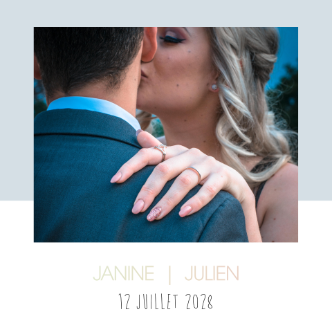 Faire-part de mariage avec holographie, format carré double, à créer