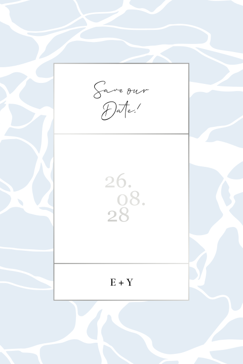 Save the date avec un fond marbré et des dorures argentées
