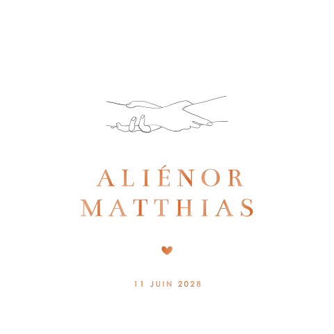 Faire-part original et tendre avec noms des mariés en vernis