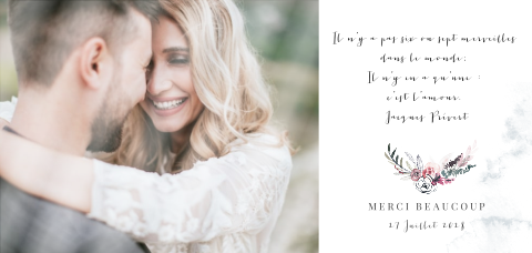 Carte de remerciement originale avec poème et photo