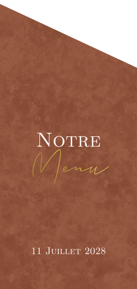Menu original dans une belle teinte brune et des dorures