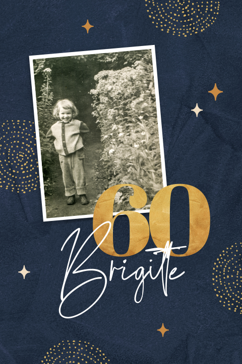 Carte d'invitation élégante avec une photo sur fond bleu foncé