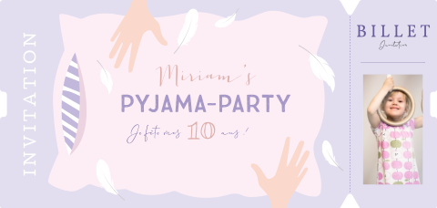 Carte d'anniversaire pour pyjama party en forme de billet