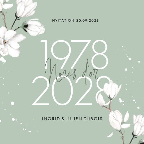 Invitation anniversaire mariage avec nuance vert gris