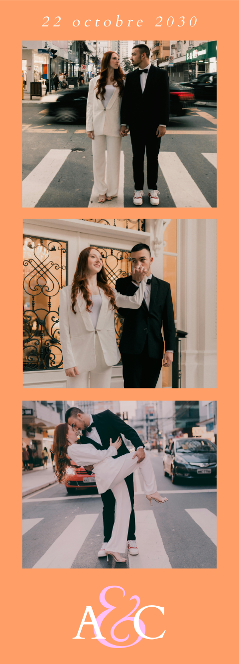 Carte de remerciement magnet Color Blocking Orange