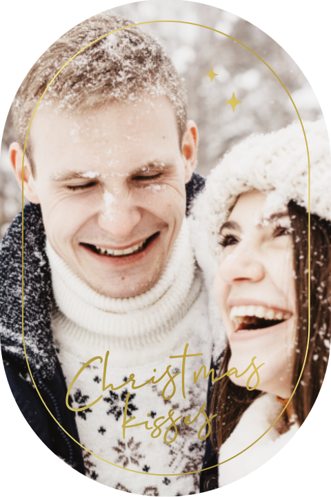 Carte de Noël originale découpée avec une photo et des dorures