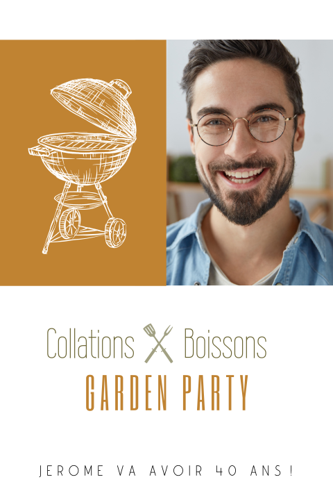 Carte d'invitation cool à un garden party avec une photo