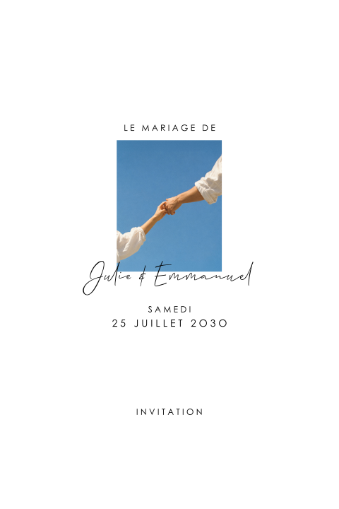 Faire-part de mariage avec photo et bords ondulés