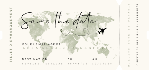 Save the date originale sous forme de billet