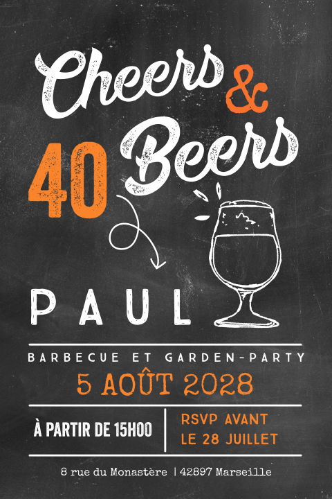 Carte d'invitation pour une garden party avec des accents orange