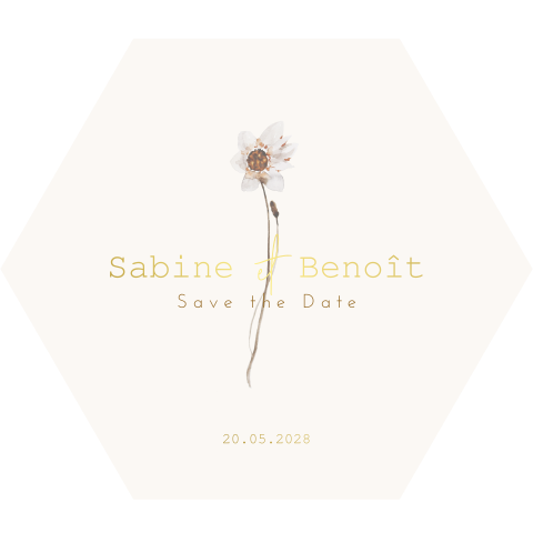 Save the date avec des dorures et une fleur