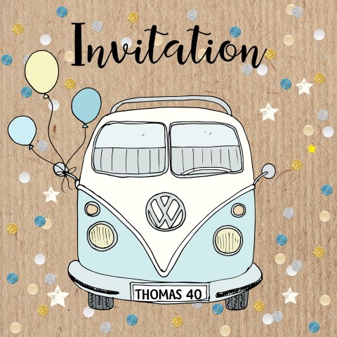 Invitation pour un 40e anniversaire avec jolies illustrations