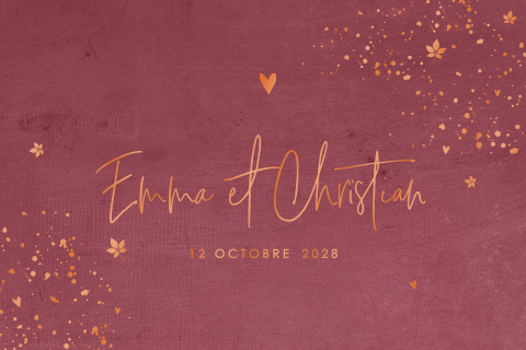 Faire-part de mariage en aspect velours avec cœur en vernis