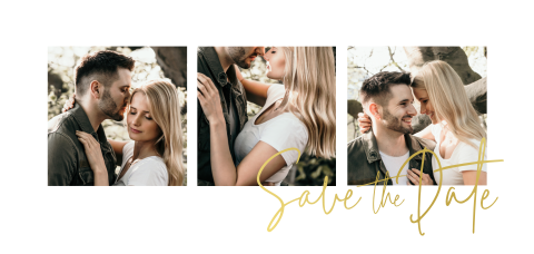 Save the date minimaliste avec photos et des dorures