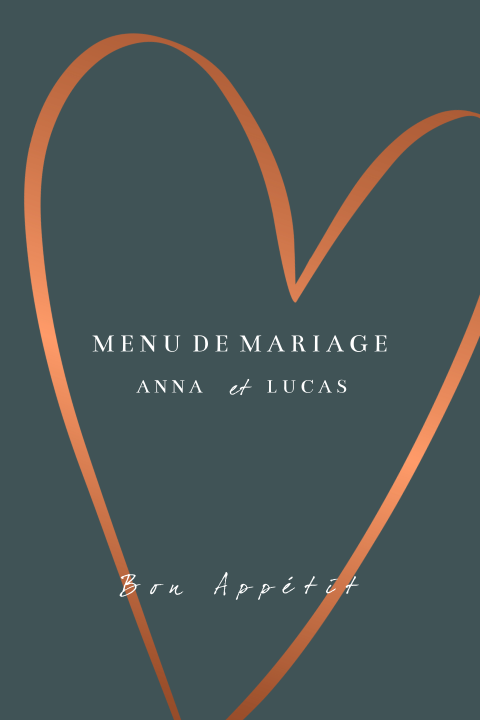 Carte de menu moderne avec un grand cœur