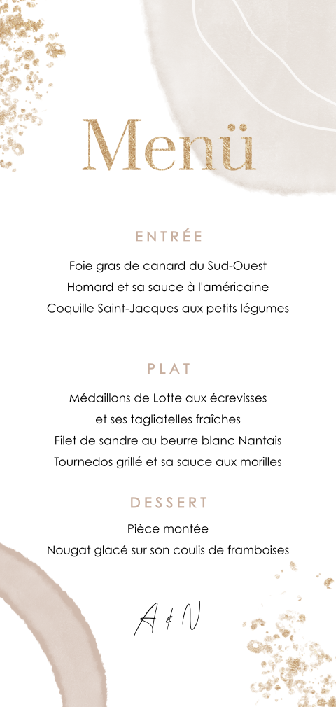 Carte de menu abstraite avec motifs aquarelle