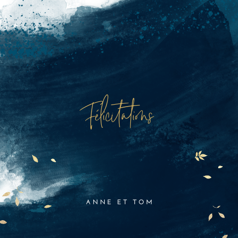 Carte de félicitations avec aquarelle bleue nuit