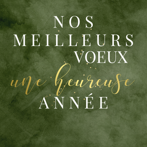 Carte de vœux classique sur fond vert foncé avec des écritures dorées