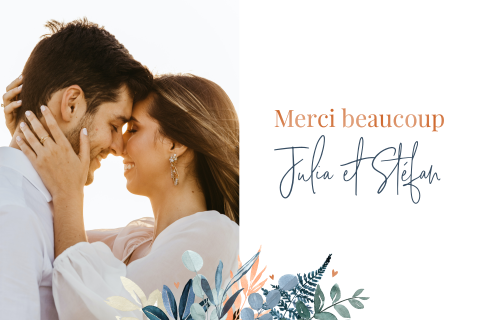 Carte de remerciement avec photo et feuilles automnales