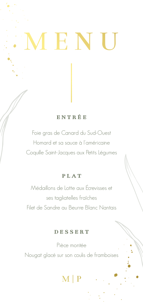 Carte de menu vintage avec des ornements dorés