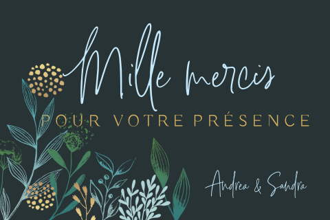 Carte de remerciement élégante avec branches sur fond sombre