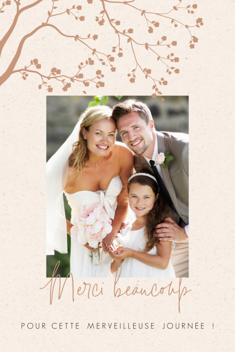 Carte de remerciement naturelle en terracotta avec photo