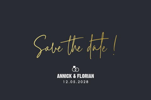 Save the date moderne avec dorure et symboles