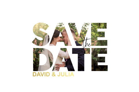 Save the date originale avec photo et écriture dorée