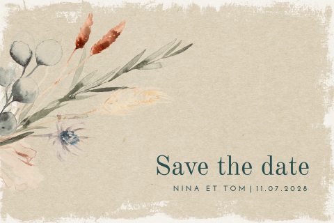 Save the date avec fleurs peintes à l'aquarelle