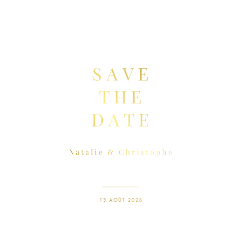 Save the date en forme hexagonale avec des lettres dorées
