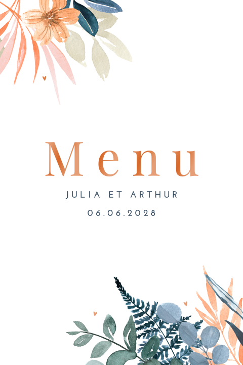 Menu avec détails en vernis et feuilles automnales