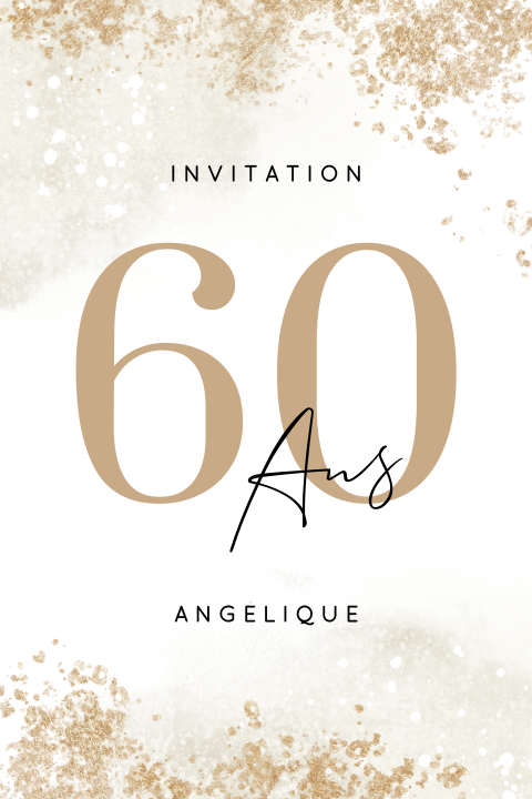Carte d'invitation élégante pour les 60 ans avec des aquarelles