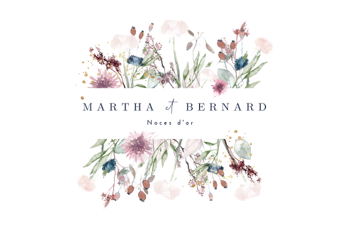 Invitation noces d'or avec décoration florale