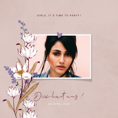 Carte d'invitation pour le 18e anniversaire sur un fond rose