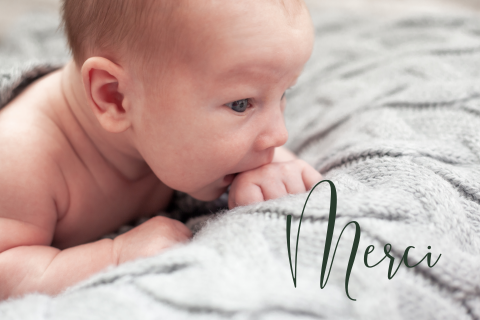 Carte de remerciement de naissance avec photo - format paysage