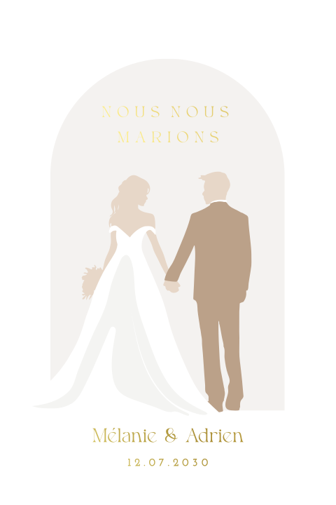 Faire-part de mariage romantique avec illustration des mariés