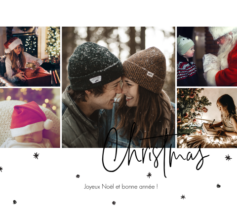 Carte de Noël élégante avec des photos et petites étoiles