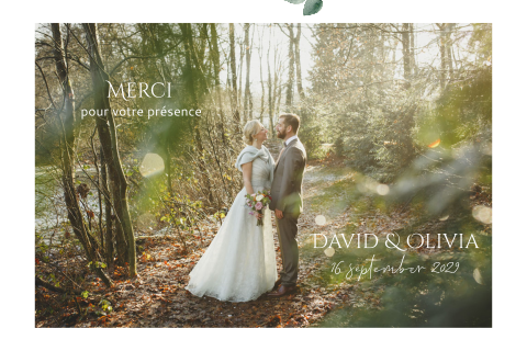 Carte de remerciement tendance avec photo et typographie moderne