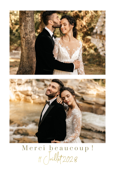 Carte de remerciement avec dorure et photos