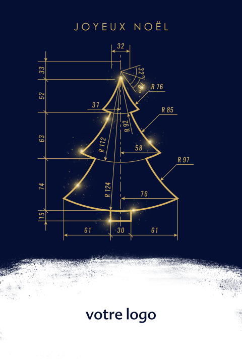 Carte de Noël professionnelle avec plan de sapin doré
