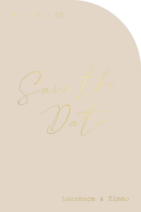 Save the date élégant en forme de demi-arc avec dorures