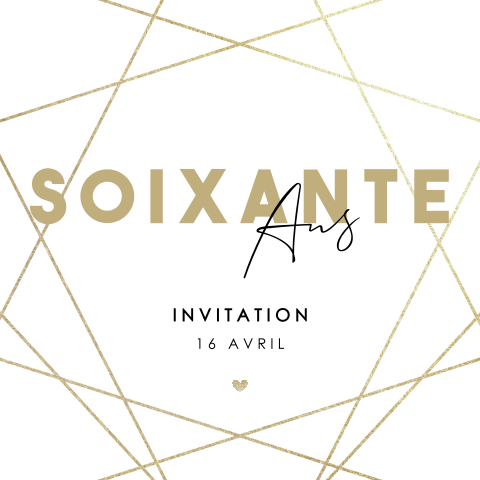 Carte d'invitation moderne pour les 60 ans avec un motif géométrique